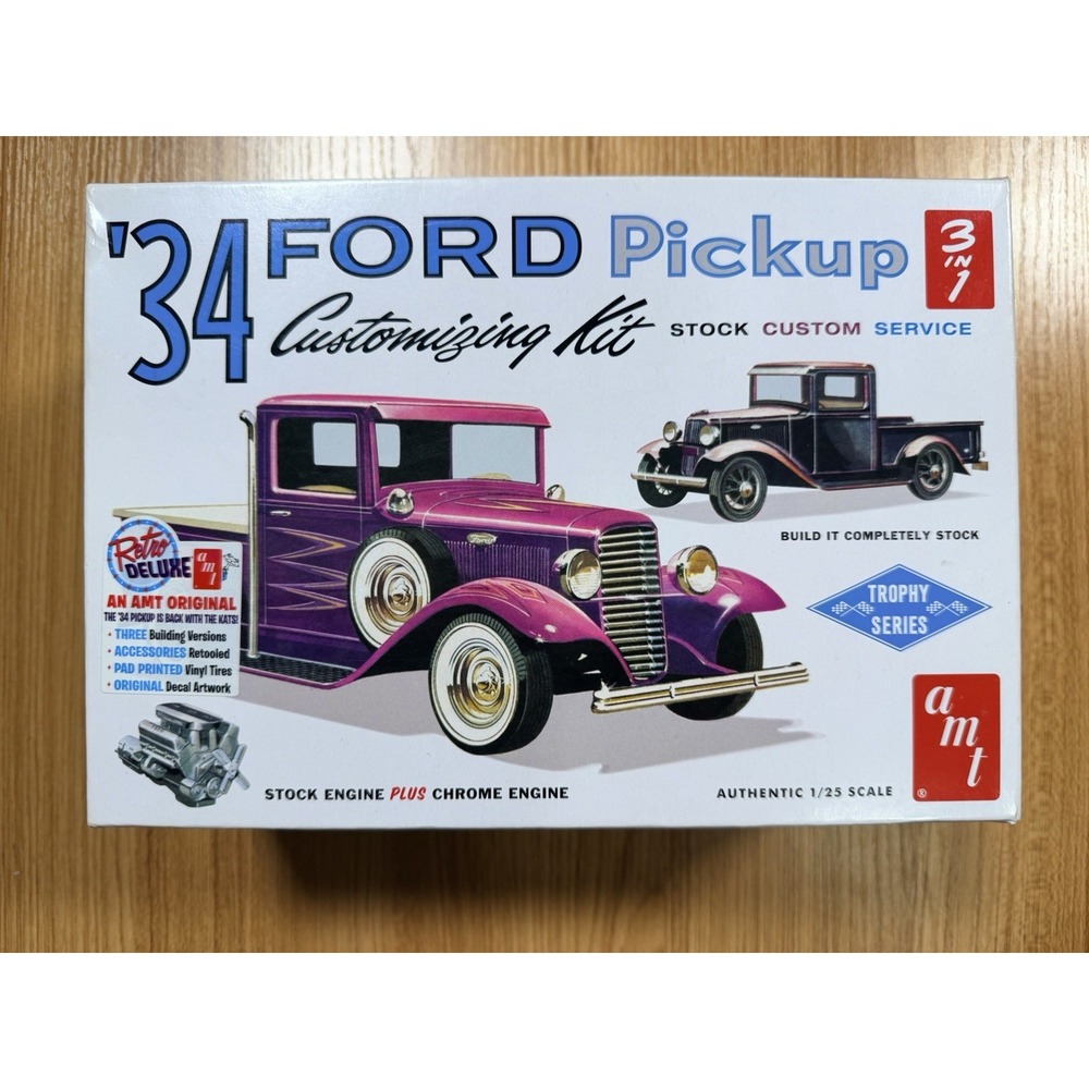 AMT 1934 Ford Pickup 3 in 1 Custom Built Model Truck 1/25 Scale Assembled Yellow